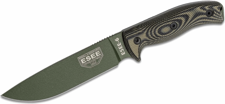 ESEE 6 OD Green/Black – univerzalni zunanji nož 16,5 cm s tulcem