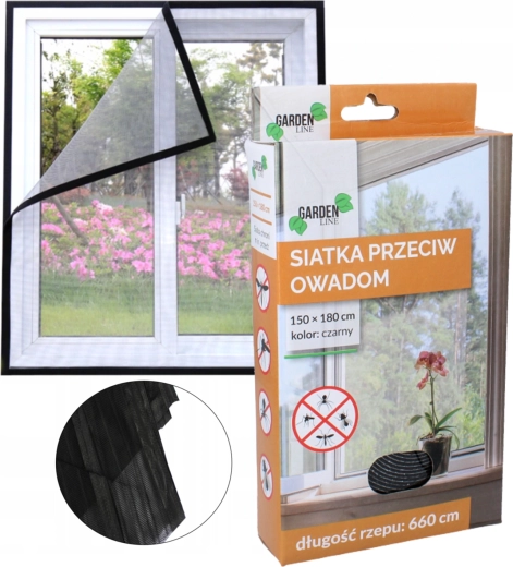 Mreža proti insektom za okna 150 × 180 cm, črna