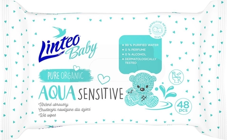 Linteo baby aqua sensitive otroški vlažni robčki 48 kosov