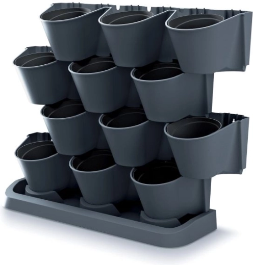 Set vertikalnih cvetličnih loncev – antracit