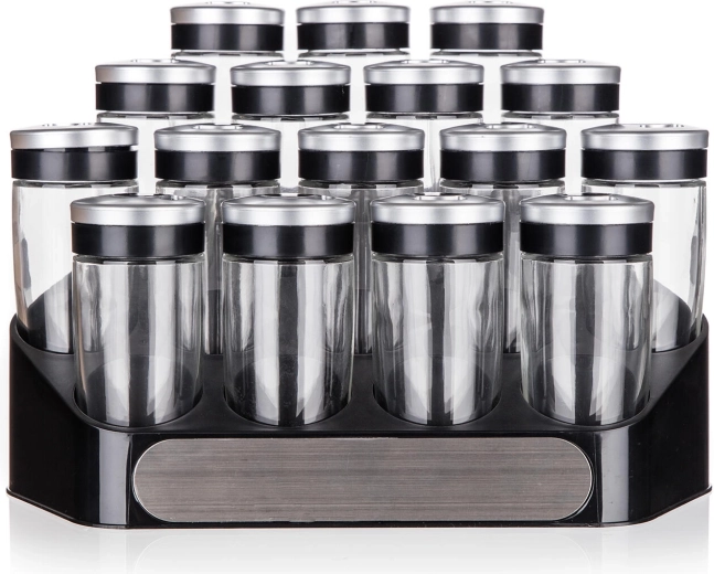 set začimb altima s stojalom, 16 kosov, steklene posodice 95 ml s pokrovčki s 3 odprtinami