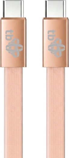 Flat USB-C to USB-C Silicone Cable, 1 m, Peach