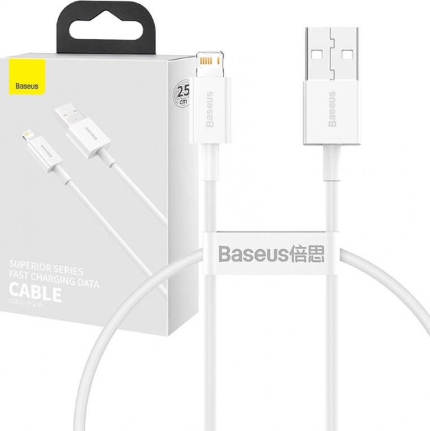 Baseus Superior USB–Lightning kabel 0,25 m, 2,4 A (bel)