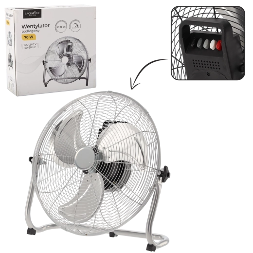 Srebrni talni ventilator 70 W