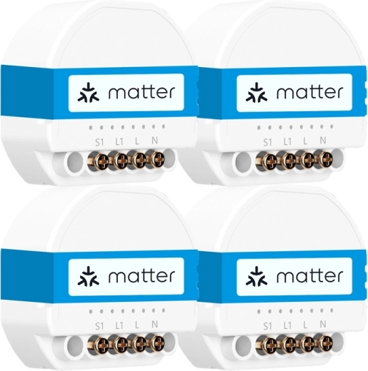 Pametno Wi‑Fi stikalo Meross z Matter za vgradnjo v dozo (komplet 4 kosov)
