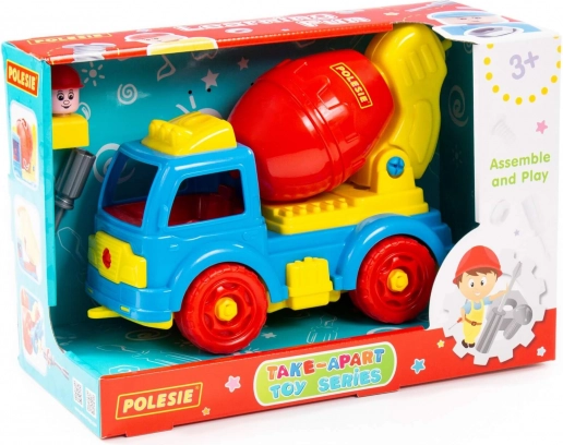 Razstavljiv betonski mešalnik z orodjem in figurico, 29 delov