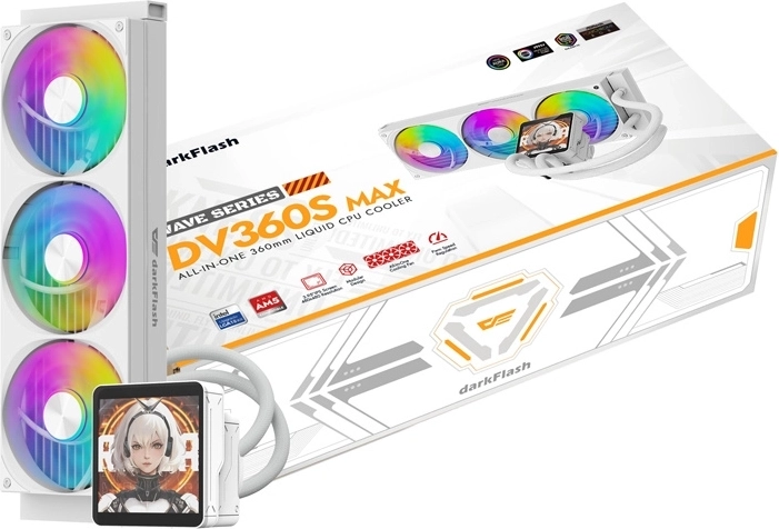 DarkFlash DV360S Max bel vodni hladilnik procesorja 360 mm z LCD-zaslonom