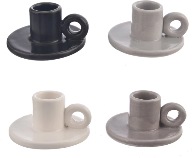 Porcelanast svečnik z dekorativnim ušesom (4 različice)