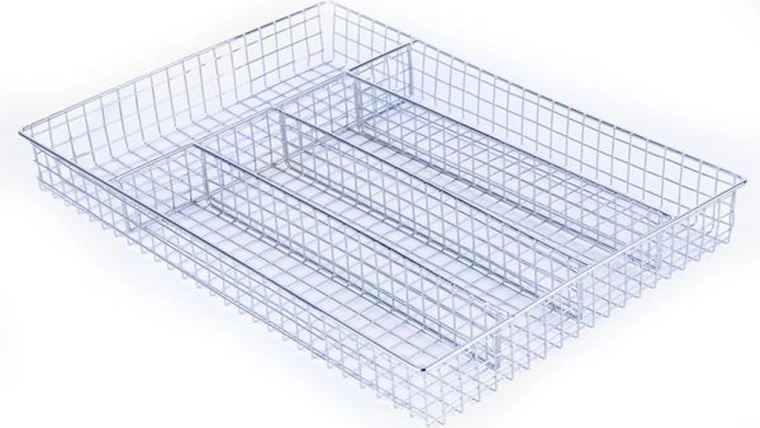 Žičasti pribornik s 5 predelki, kromirano kovino 25,8 × 36,5 × 4,4 cm