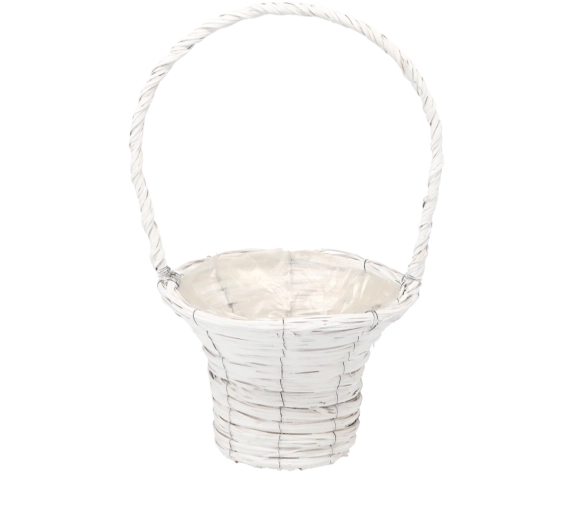 White wicker basket – flower pot cover 26 × 46 cm