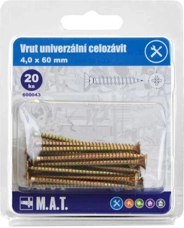 Universal full-thread screws 4 × 60 mm, zinc-plated, 20 pcs