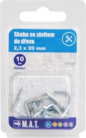 Kljuka z navojem za les 20 × 2,3 mm, pocinkana (10 kos)