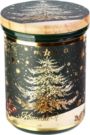 Božična sveča v steklu s steklenim pokrovom, zelena 240 g