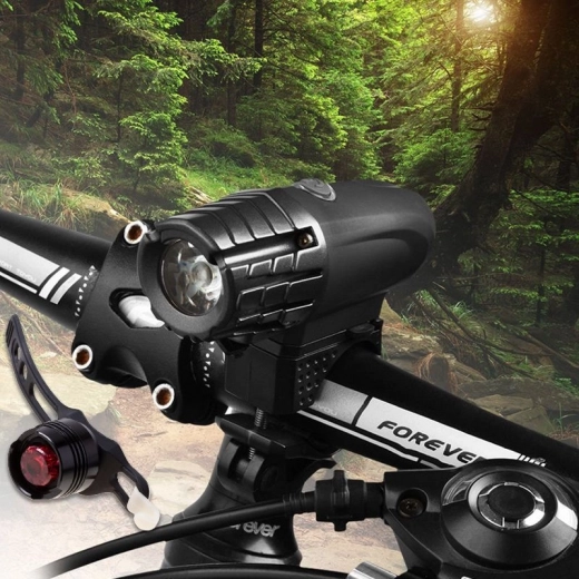 Kolesarska luč z USB polnjenjem + rdeča zadnja luč