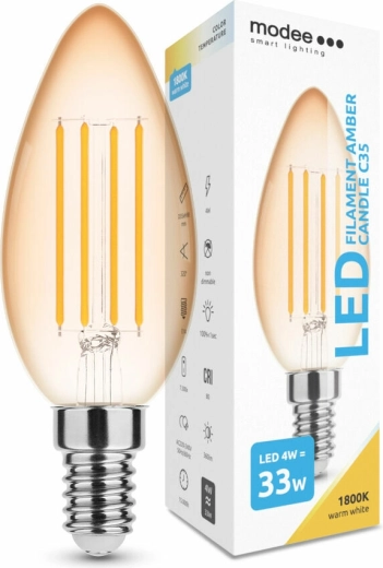 Modee LED filamentna žarnica Amber Candle C35 E14 4 W z možnostjo zatemnjevanja