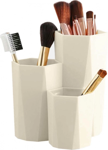 Organizator za čopiče in kozmetiko s 3 predelki, krem