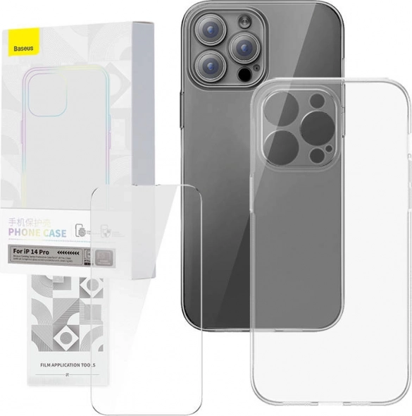 Prozoren ovitek in kaljeno steklo BASEUS Corning za iPhone 14 Pro