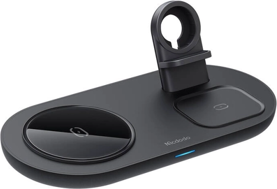 Brezžični polnilec MCDODO 3 v 1 15 W za iPhone, Apple Watch in AirPods – črna