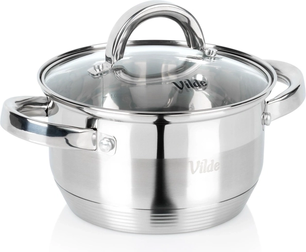 Nerjavno jeklen lonec s steklenim pokrovom INOXCELLENT 16 cm, 1,75 l