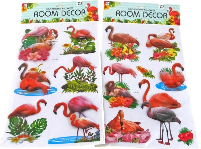 3D stenske nalepke flamingi - 1 set