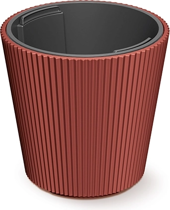 Planter with insert 30 cm, copper, ribbed design