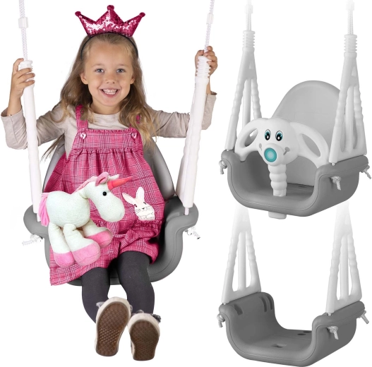 Ricokids otroška gugalnica slonček 3v1 siva-bela
