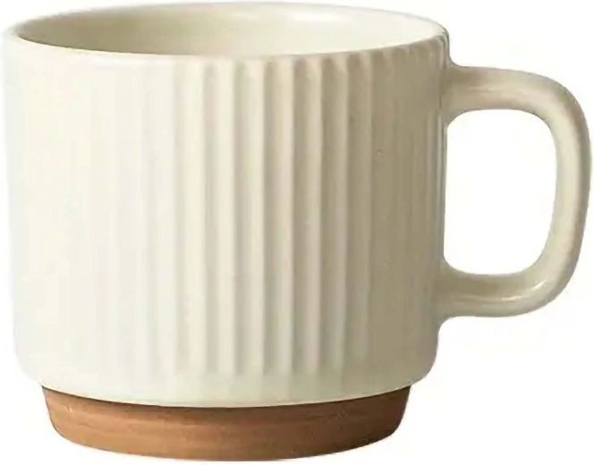 Keramična rebrasta skodelica 550 ml kremno bela