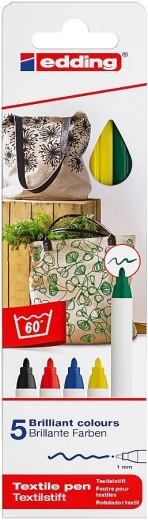 Pisala za tekstil Edding 4600 – komplet 5 osnovnih barv