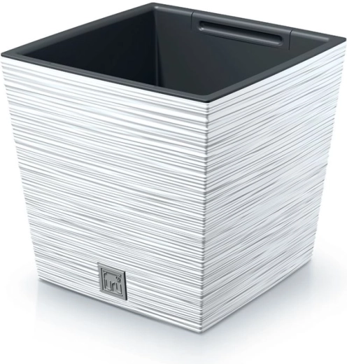 Cvetlični lonec Furu Square Low 24 cm – bel