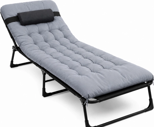 Zložljiva turistična postelja Premium 200 × 68 cm črno-siva