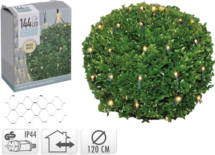 Božična LED krogla 1,2 m, 144 LED, toplo bela, IP44