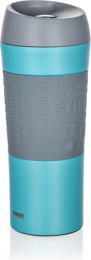 Termovrček za na pot 400 ml MATTY, nerjaveče jeklo in silikon, moder