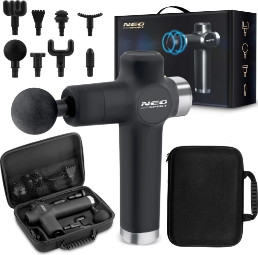 Masažna pištola NEO SPORT NS-501, 8 nastavkov, črna