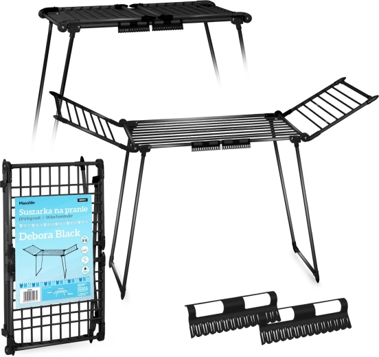 Zložljivo stoječe stojalo za sušenje perila Debora Slim Black 19 m