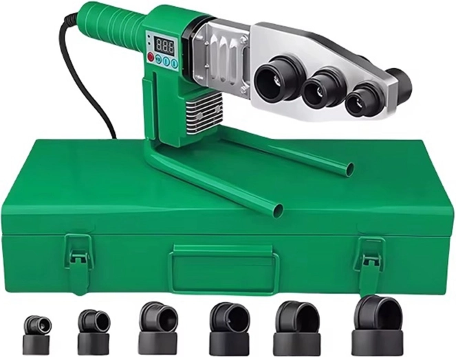 Polifuzijski varilni aparat za plastične cevi Renew Force 2800 W z LCD in matricami 16–63 mm