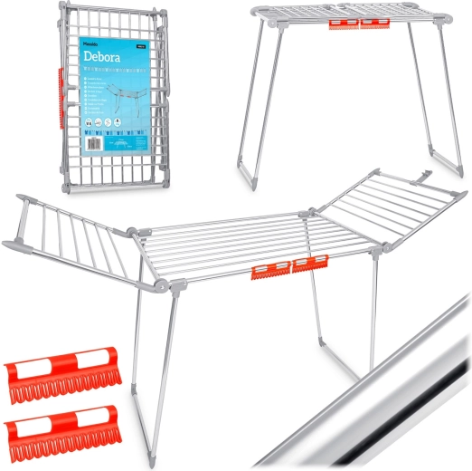 Zložljivo samostoječe stojalo za sušenje perila iz nerjavečega jekla Massido Debora 19 m