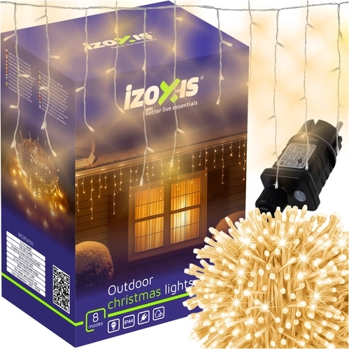 Božična LED-osvetlitev IzoXis 500 LED ledene sveče 22,5 m topla bela IP44