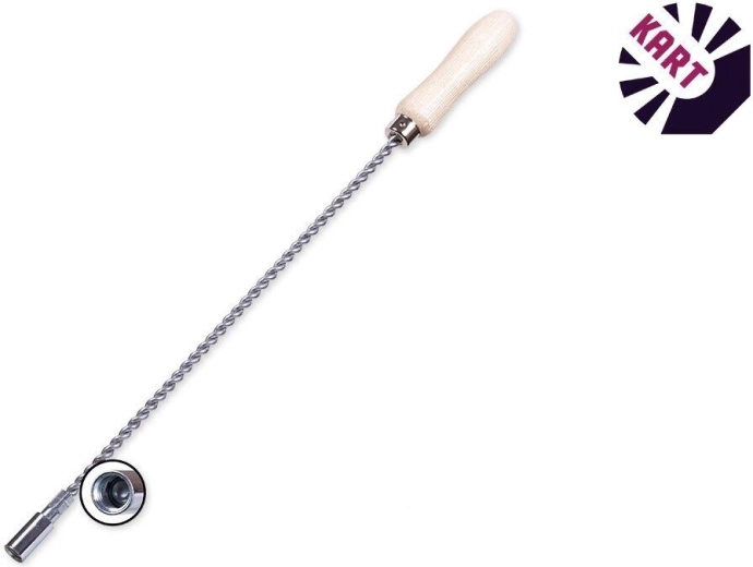 Podaljšek za cevne ščetke 1 m z navojem M12, pocinkana žica in lesen ročaj