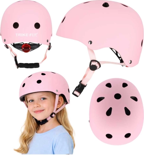 Trike Fix otroška kolesarska čelada z LED, roza (S 48–54 cm)
