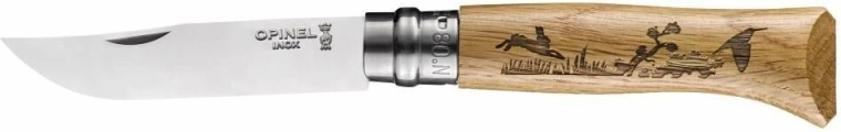 Opinel No.08 Inox Animalia 2019 pocket knife, oak wood, hare motif