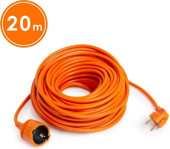 Orange 20 m extension cable with angled plug