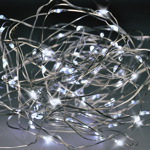 Solight Christmas LED String Lights with Silver Wire, 50 LEDs, 5 m, Cool White