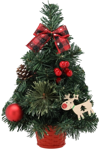 Dekorativno božično drevesce 30 cm z rdečimi božičnimi zvezdami