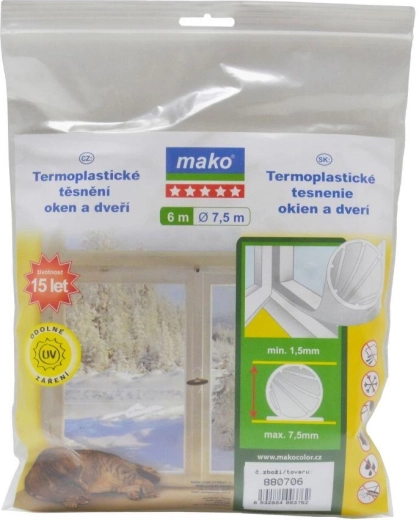 Tesnilo za okna in vrata iz termoplasta EVO 7,5 mm, 6,5 m, MAKO