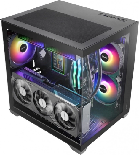 Mars MC-VIEW3 Black microATX Case 3× ARGB