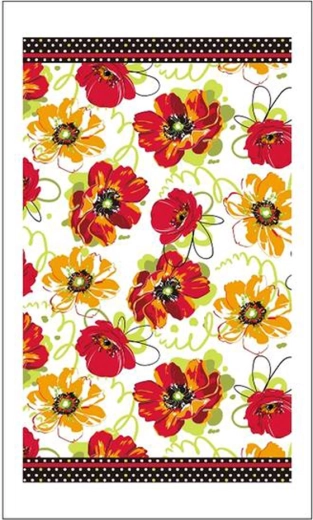 Kuhinjska krpa Toro z rdečimi cvetovi 38 × 63 cm