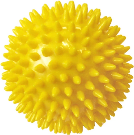 ACRA masažna žogica z bodicami 7,5 cm rumena - 1 kos