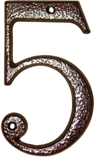 Hišna številka 5 rjava, cink, 117 mm
