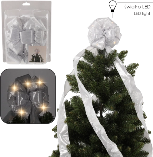 Srebrna LED pentlja za vrh božičnega drevesa 1,8 m