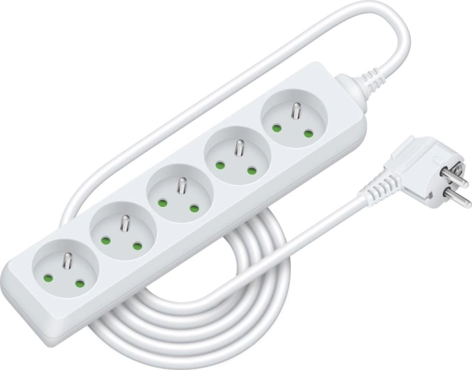 Retlux extension lead with 5 sockets, 3 m